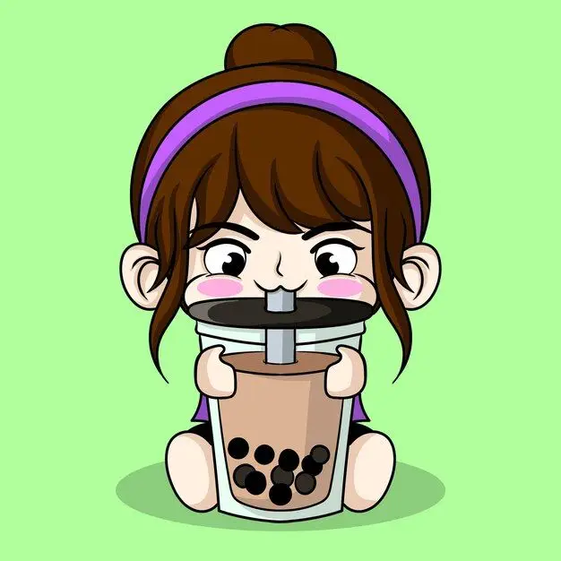 Cô gái uống trà sữa chibi dễ thương 40