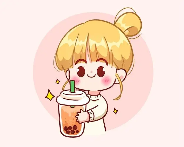 Cô gái uống trà sữa chibi dễ thương 45