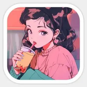 Cô gái uống trà sữa chibi dễ thương 55