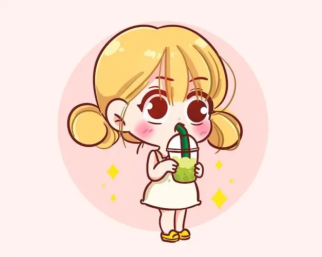 Cô gái uống trà sữa chibi dễ thương 67
