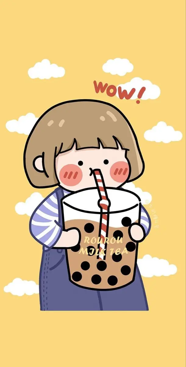 Cô gái uống trà sữa chibi dễ thương 69