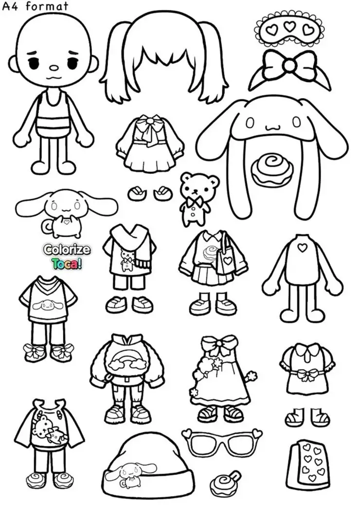 Coloring Pages Búp Bê Giấy Tô Màu Thú Vị 4