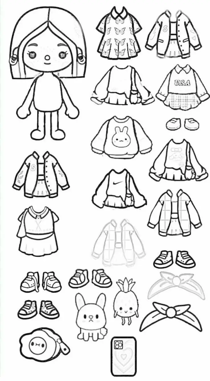 Coloring Pages Búp Bê Giấy Tô Màu Thú Vị 67