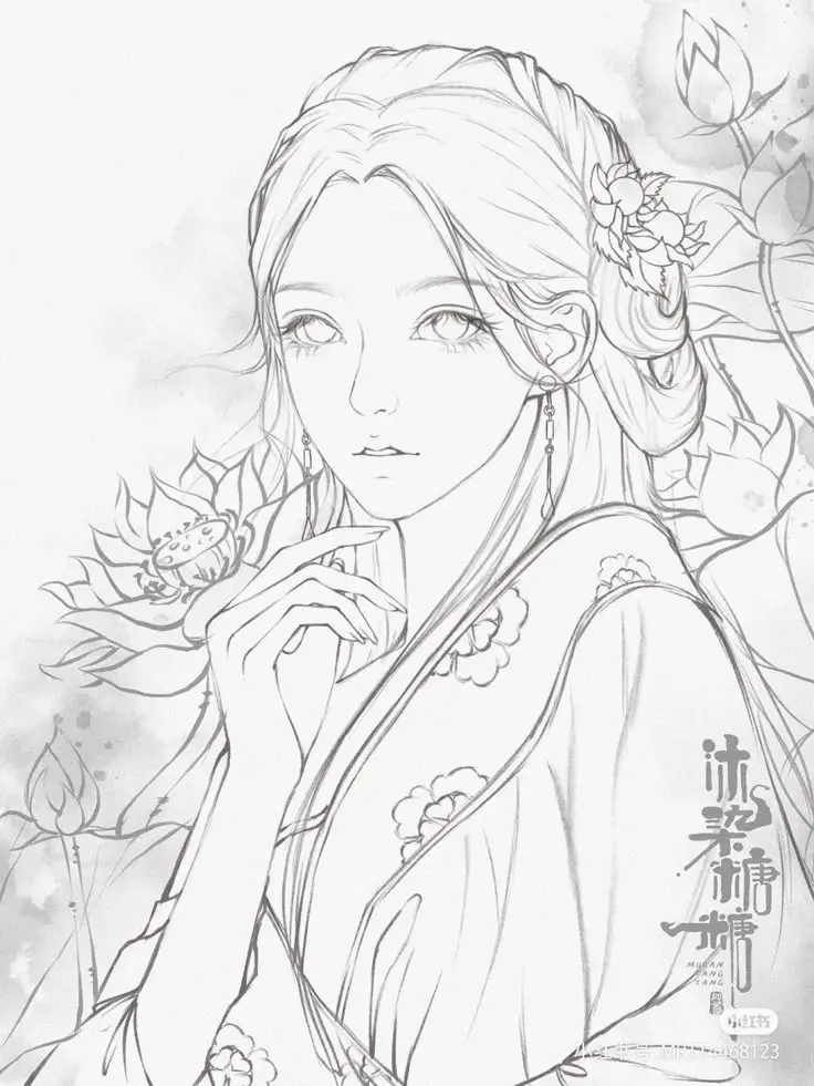 Tranh Tô Màu Anime Cổ Trang: Bộ Sưu Tập 100 Hình Ảnh Đặc Biệt 3
