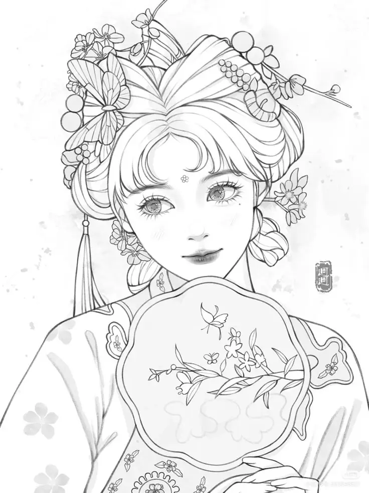 Tranh Tô Màu Anime Cổ Trang: Bộ Sưu Tập 100 Hình Ảnh Đặc Biệt 4