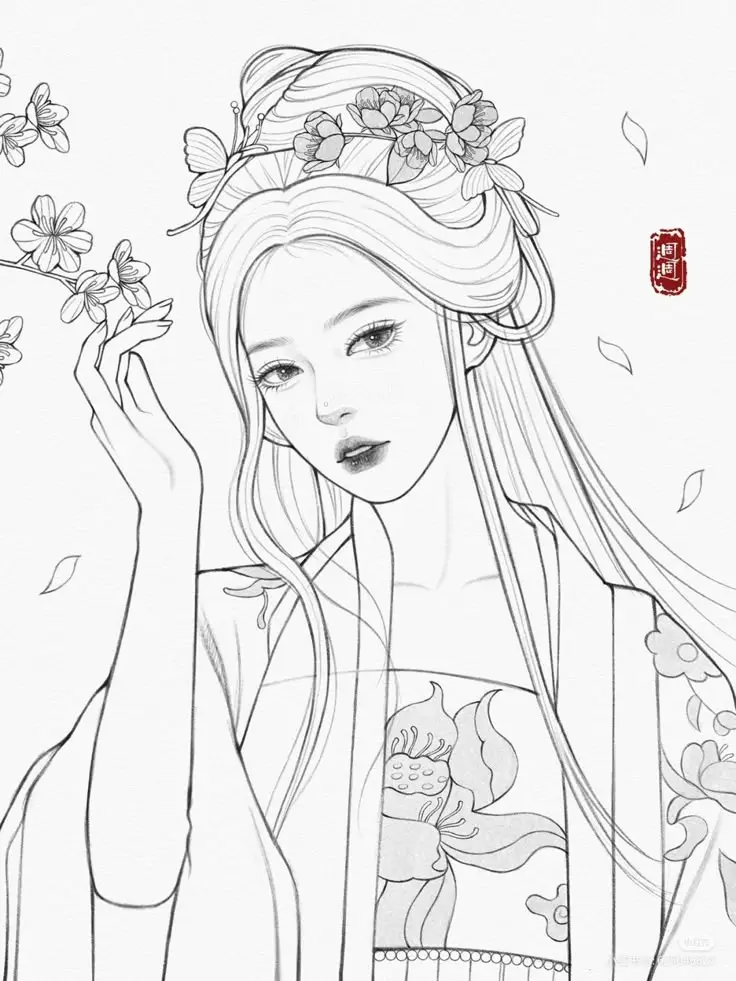 Tranh Tô Màu Anime Cổ Trang: Bộ Sưu Tập 100 Hình Ảnh Đặc Biệt 9