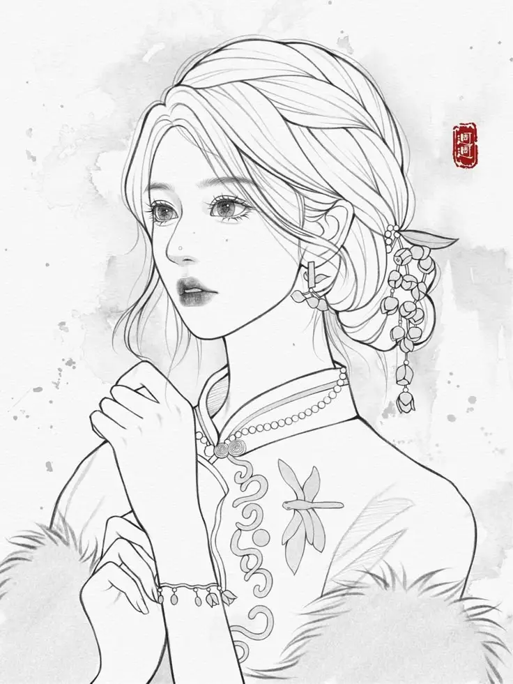 Tranh Tô Màu Anime Cổ Trang: Bộ Sưu Tập 100 Hình Ảnh Đặc Biệt 20