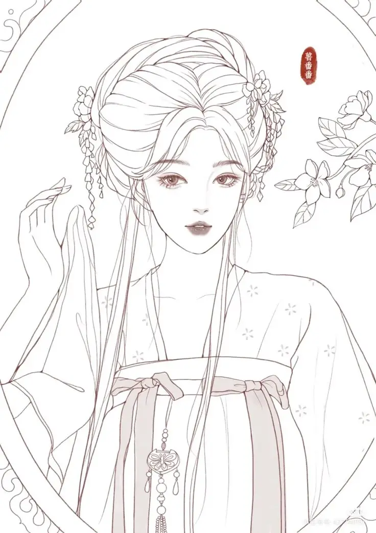 Tranh Tô Màu Anime Cổ Trang: Bộ Sưu Tập 100 Hình Ảnh Đặc Biệt 27