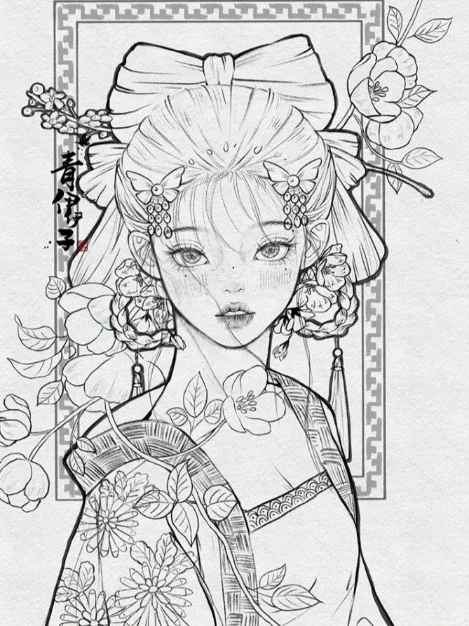Tranh Tô Màu Anime Cổ Trang: Bộ Sưu Tập 100 Hình Ảnh Đặc Biệt 33
