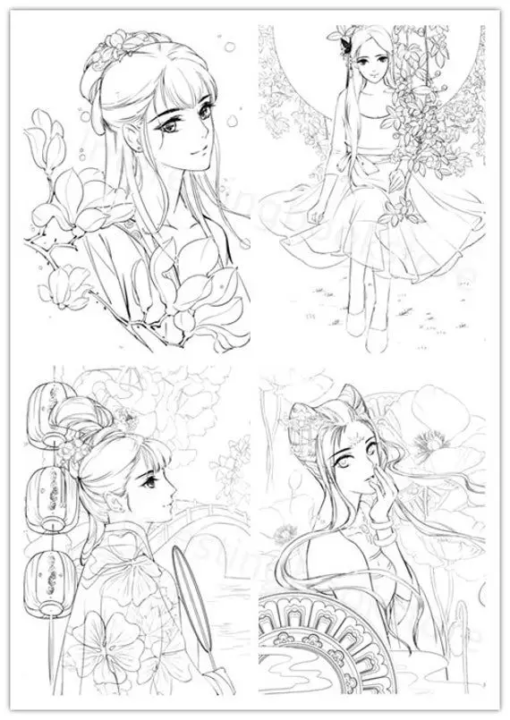 Tranh Tô Màu Anime Cổ Trang: Bộ Sưu Tập 100 Hình Ảnh Đặc Biệt 43