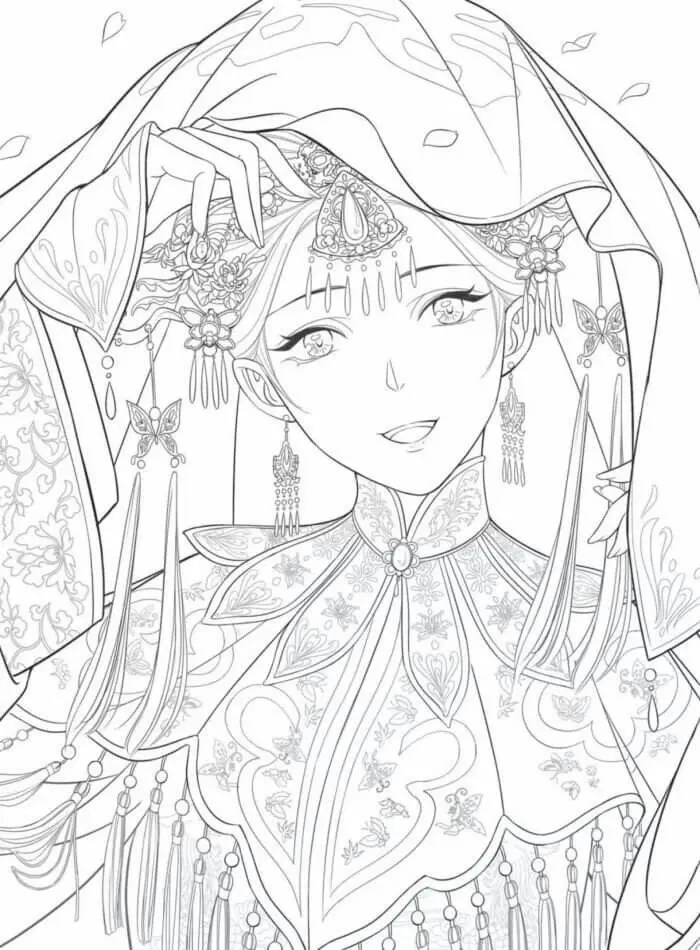 Tranh Tô Màu Anime Cổ Trang: Bộ Sưu Tập 100 Hình Ảnh Đặc Biệt 52