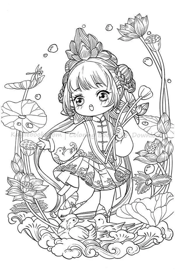 Tranh Tô Màu Anime Cổ Trang: Bộ Sưu Tập 100 Hình Ảnh Đặc Biệt 58
