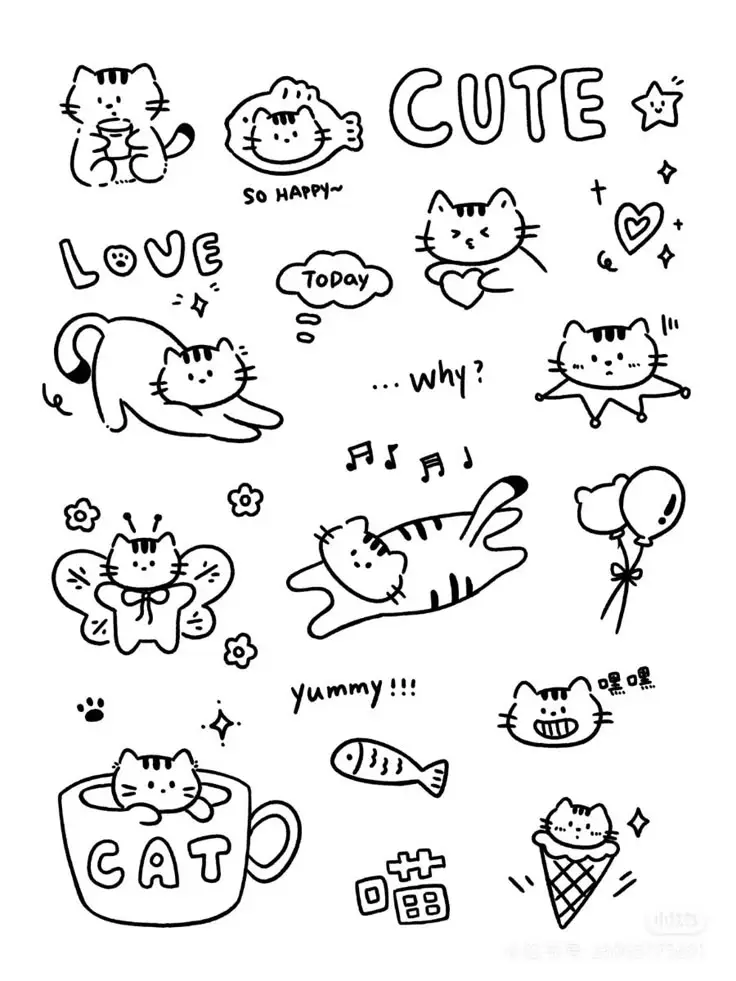 Doodle Tô Màu Sticker Cute Vui Nhộn 30