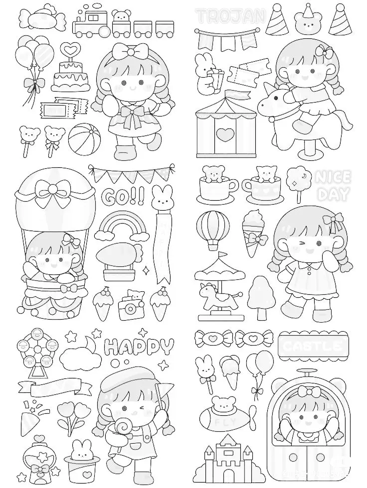 Doodle Tô Màu Sticker Cute Vui Nhộn 36