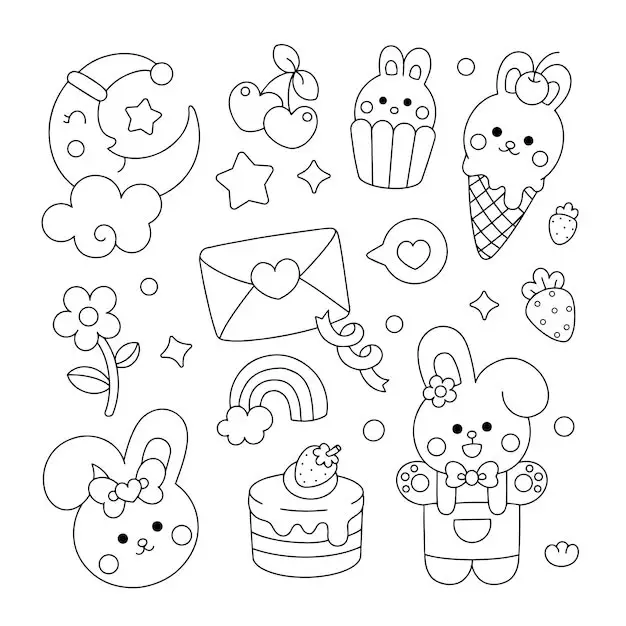 Doodle Tô Màu Sticker Cute Vui Nhộn 63