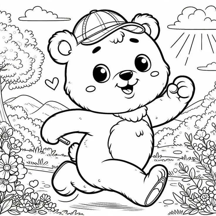 Hình gấu dâu tô màu - Khám phá thế giới màu sắc 4