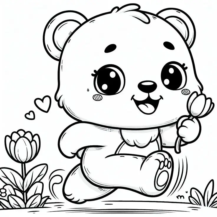 Hình gấu dâu tô màu - Khám phá thế giới màu sắc 16