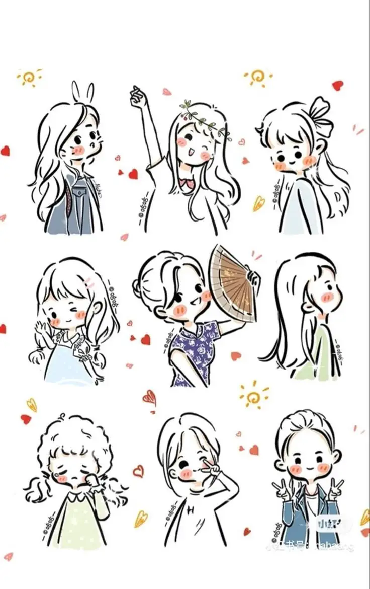 Hình Vẽ Cute Đáng Yêu Con Gái - Nghệ Thuật Từ Tâm Hồn 16