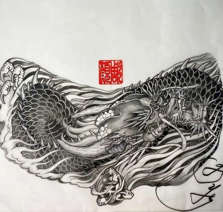 Hình Xăm Cá Chép Trắng Đen - Biểu Tượng Của Sự Kiên Trì Và Thành Công 53
