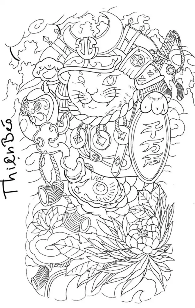 Hình Xăm Con Mèo Thần Tài Đem Lại May Mắn 55