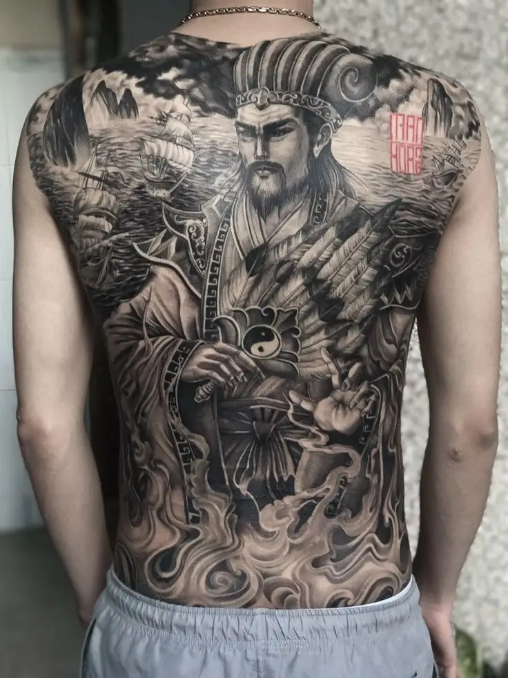 Hình Xăm Full Lưng Gia Cát Lượng: Diễn Tả Sự Thông Minh 6