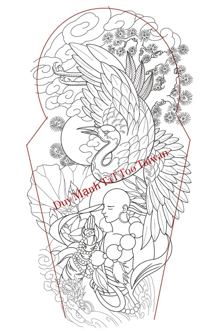 Hình Xăm Hạc Kín Lưng - Biểu Tượng Của Sự Trường Thọ 18