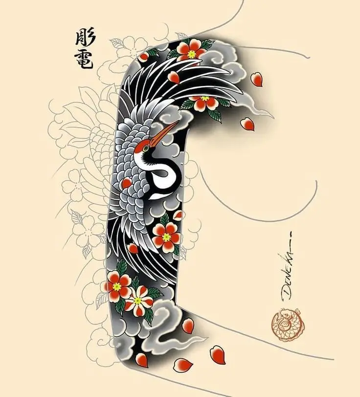 Hình Xăm Hạc Kín Lưng - Biểu Tượng Của Sự Trường Thọ 21