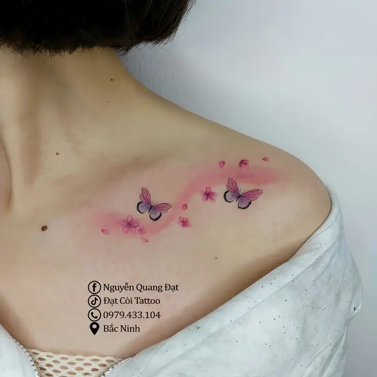 Hình Xăm Hoa Đào Cho Nữ - Nét Đẹp Thanh Tĩnh 1