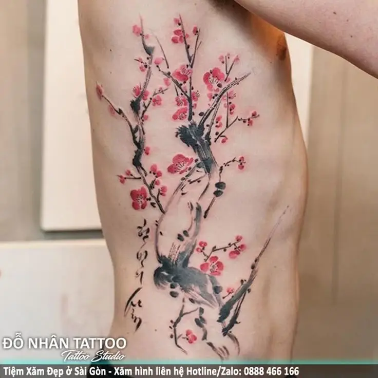 Hình Xăm Hoa Đào Cho Nữ - Nét Đẹp Thanh Tĩnh 7