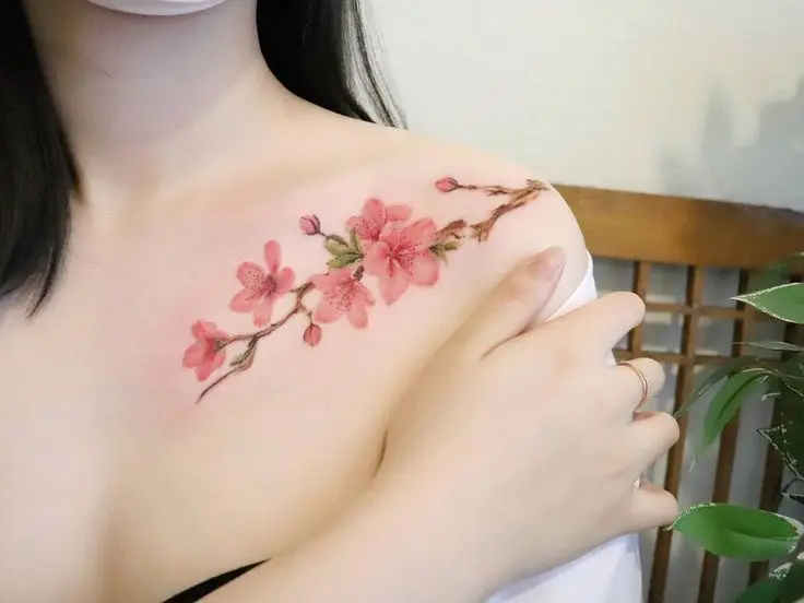 Hình Xăm Hoa Đào Cho Nữ - Nét Đẹp Thanh Tĩnh 9