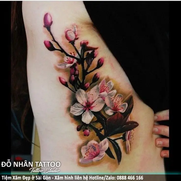Hình Xăm Hoa Đào Cho Nữ - Nét Đẹp Thanh Tĩnh 20