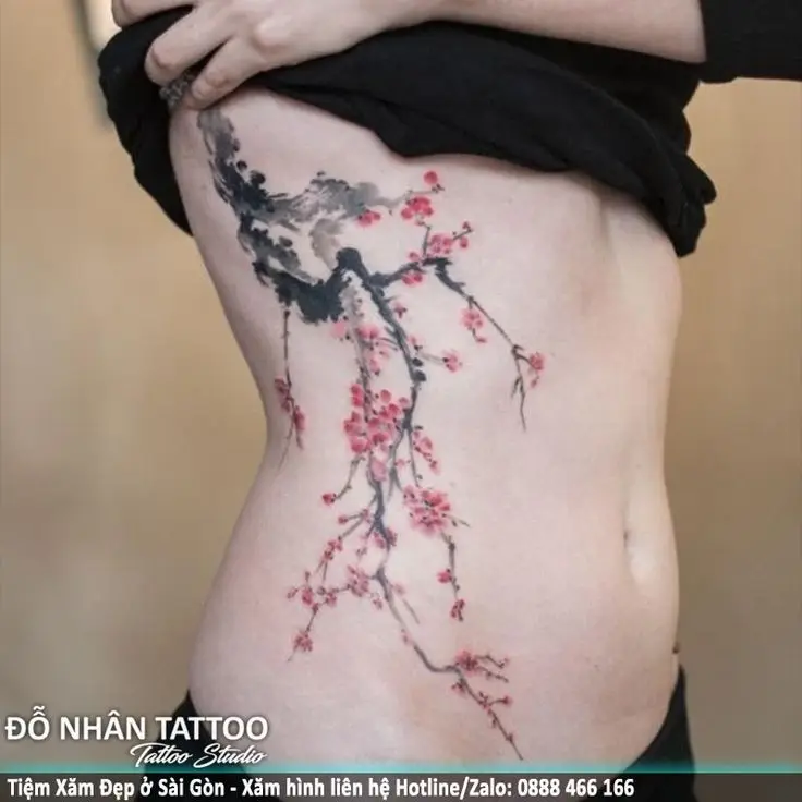 Hình Xăm Hoa Đào Cho Nữ - Nét Đẹp Thanh Tĩnh 34
