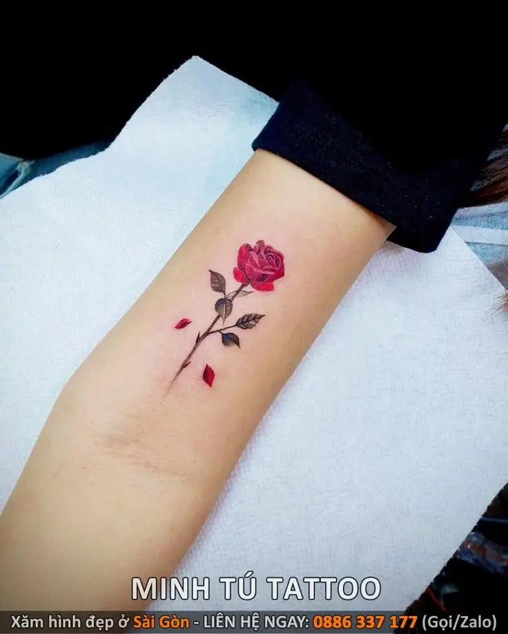 Hình Xăm Hoa Hồng Đẹp ở Tay Nữ 6