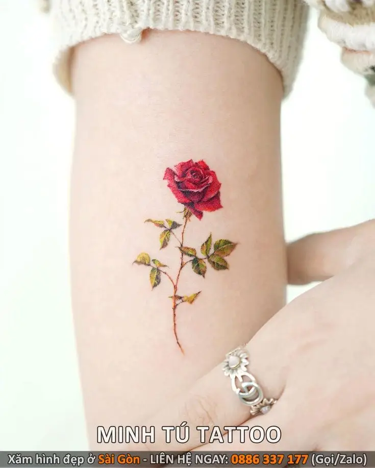 Hình Xăm Hoa Hồng Đẹp ở Tay Nữ 19