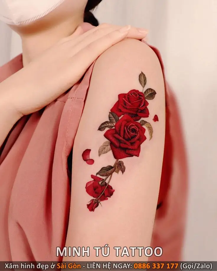 Hình Xăm Hoa Hồng Đẹp ở Tay Nữ 23