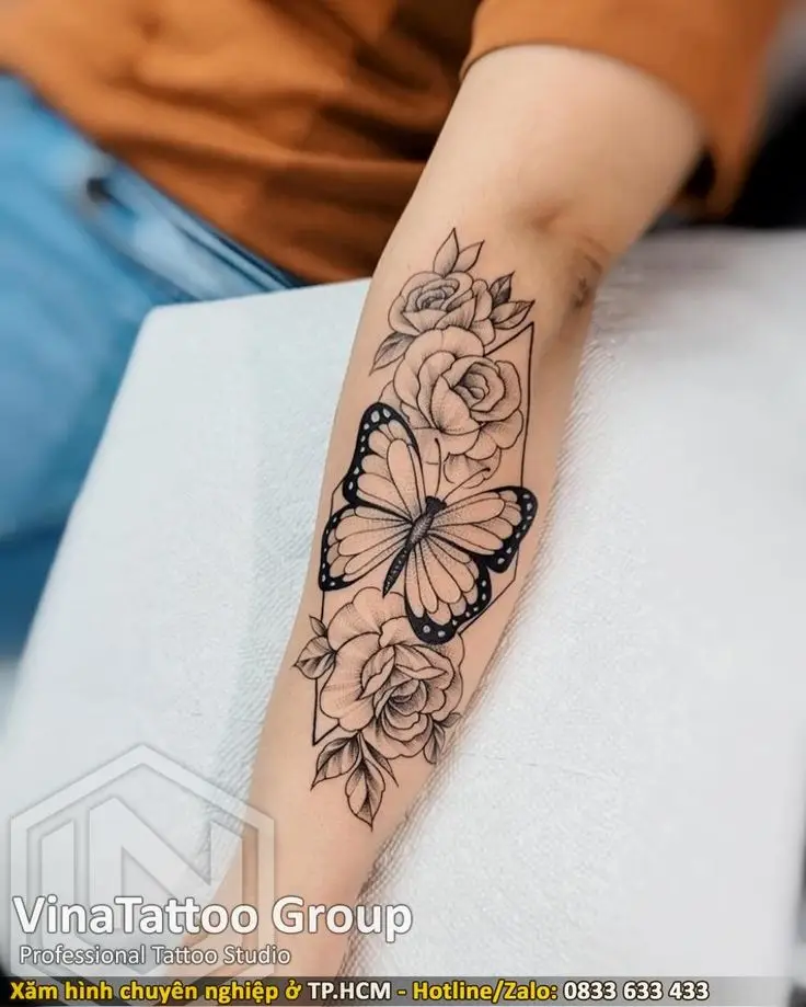 Hình Xăm Hoa Hồng Đẹp ở Tay Nữ 56