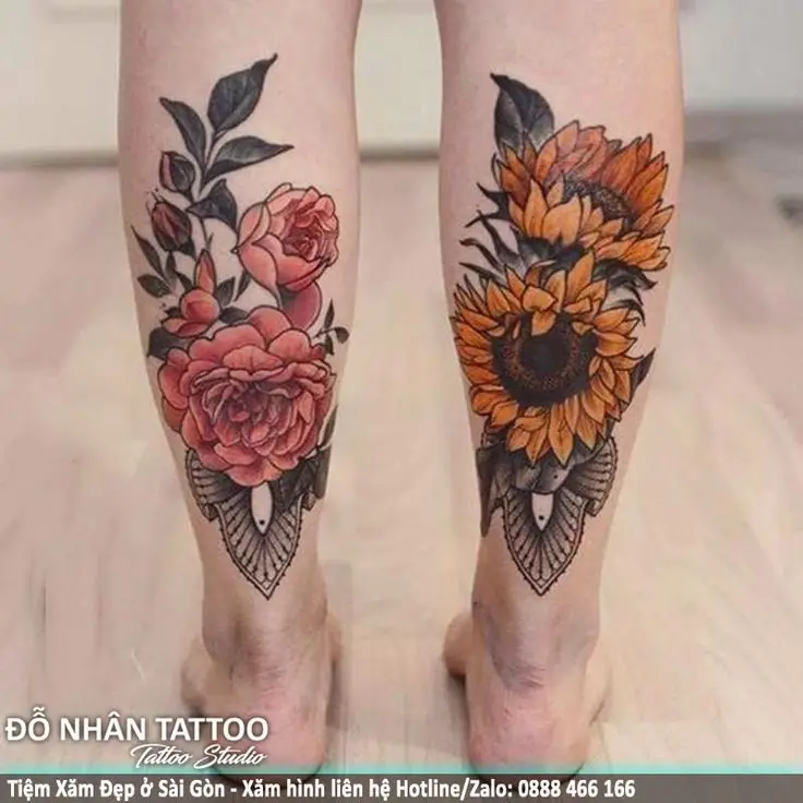 Hình xăm hoa ở chân cho nữ: Nét đẹp dịu dàng 56