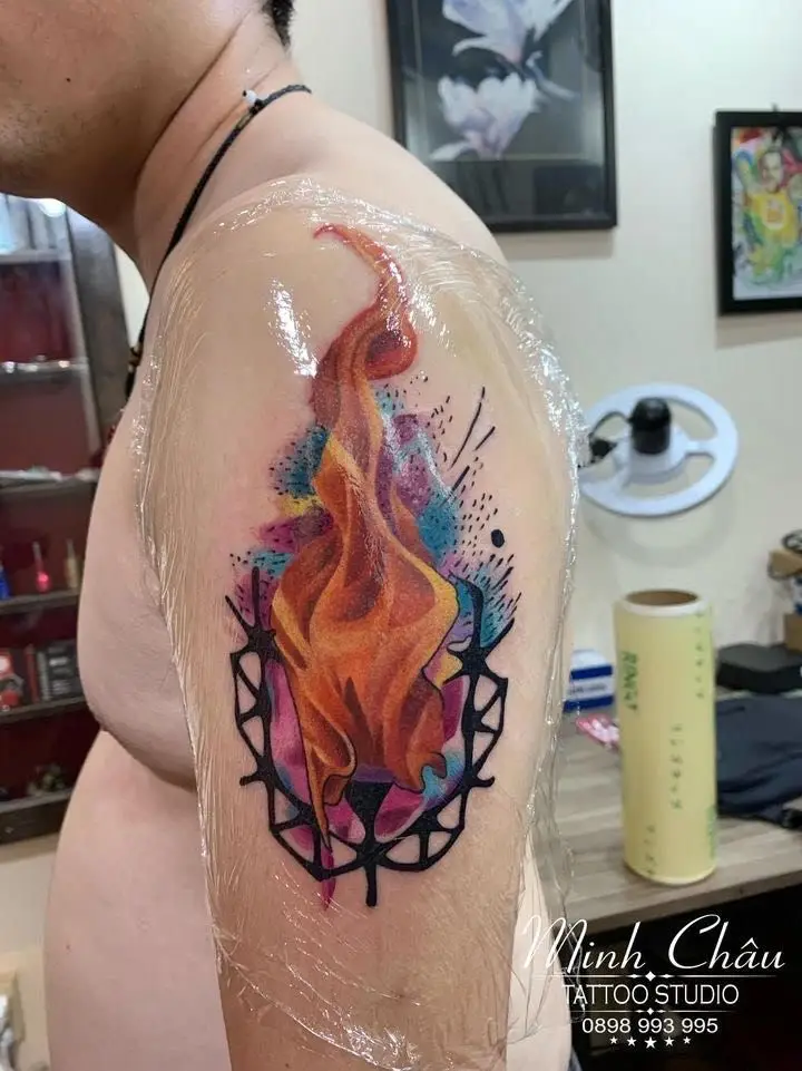 20 Hình Xăm Lửa Cánh Tay Đẹp Mê Hồn 23