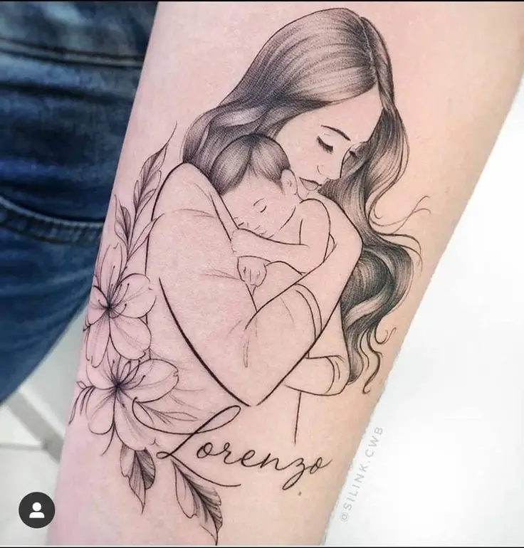 Hình Xăm Mẹ Và 2 Con - Ý Nghĩa và Các Mẫu Độc Đáo 67