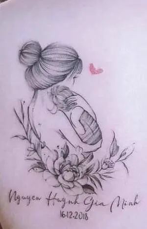 Hình Xăm Mẹ Và 2 Con - Ý Nghĩa và Các Mẫu Độc Đáo 68