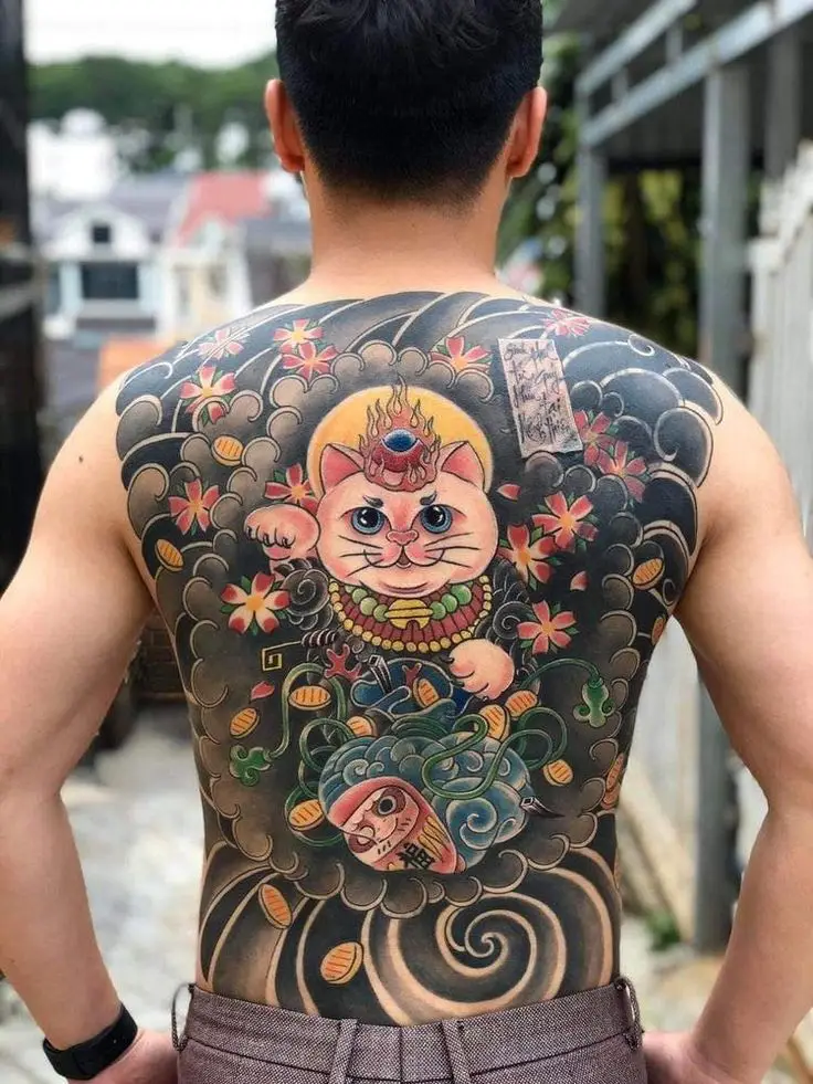 Hình Xăm Mèo Thần Tài Đẹp Cho Nam: Biểu Tượng May Mắn 21