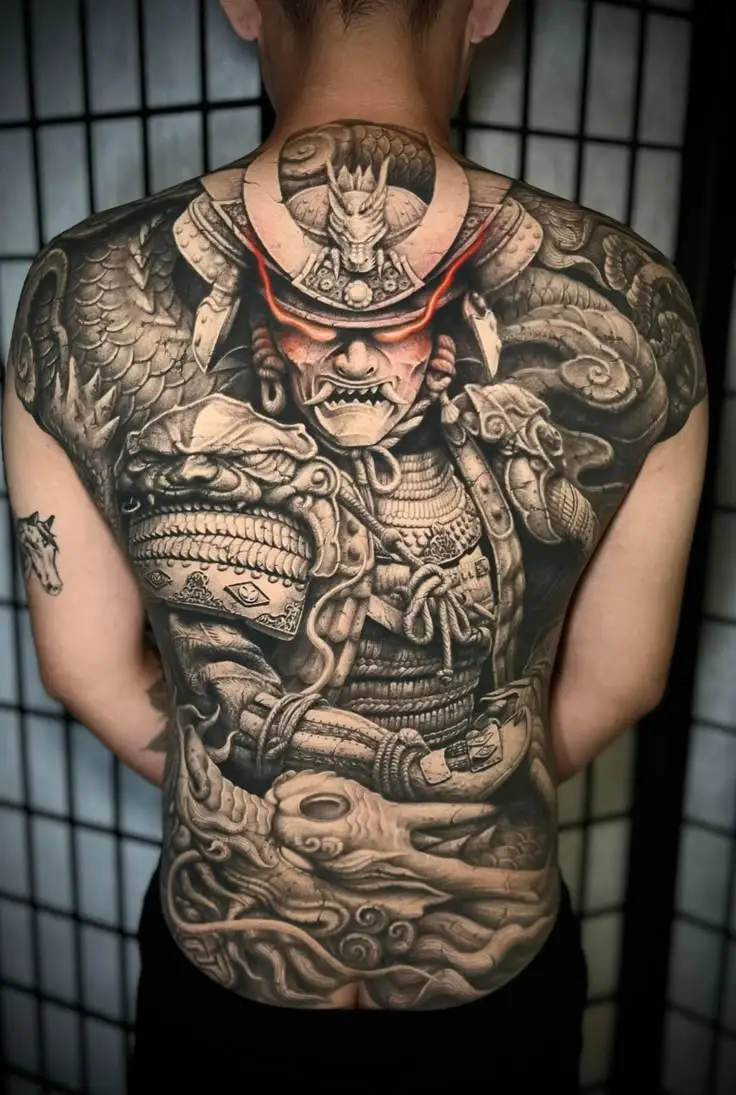 Khám phá hình xăm nửa lưng samurai ấn tượng 47