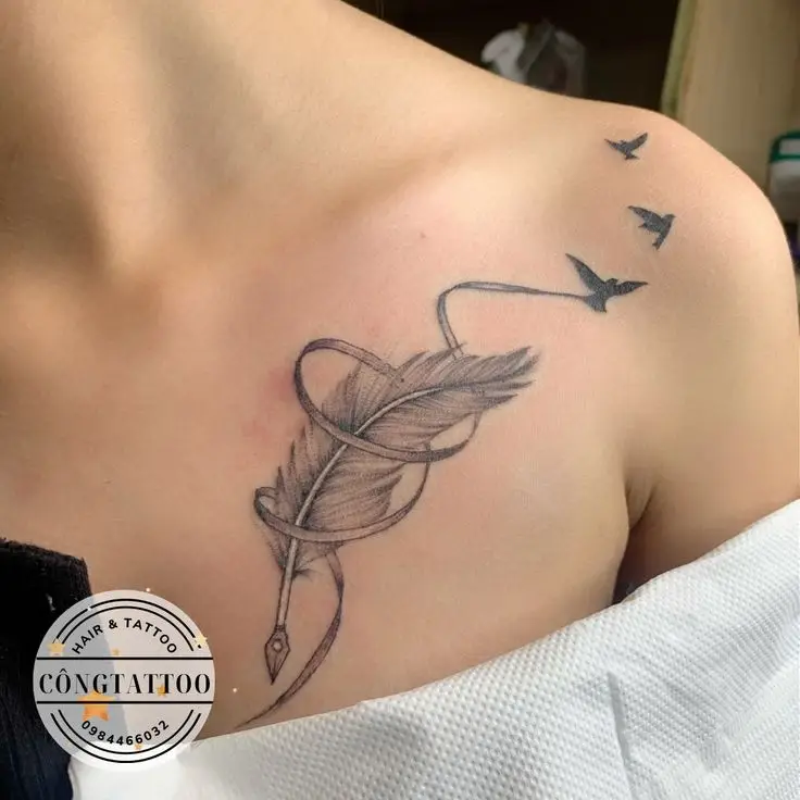 Hình Xăm Ngực Nữ Đẹp và Chất: Gợi Ý Mẫu Mới 23
