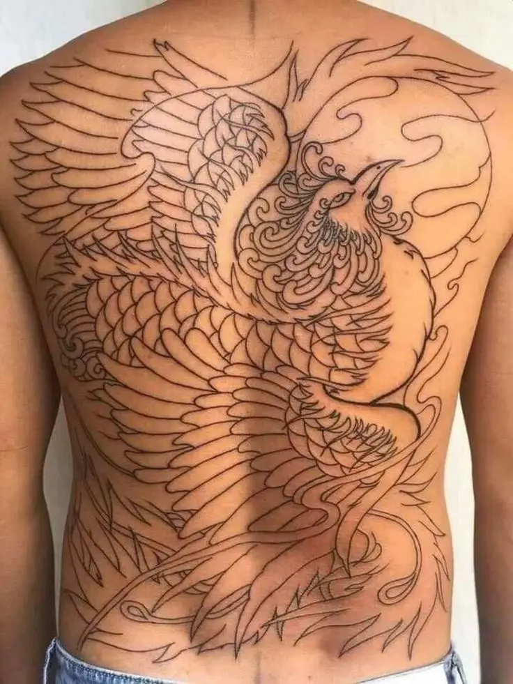 Hình xăm phượng hoàng kín lưng nam: 50 ý tưởng độc đáo 27