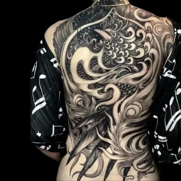 Hình xăm phượng hoàng kín lưng nam: 50 ý tưởng độc đáo 30