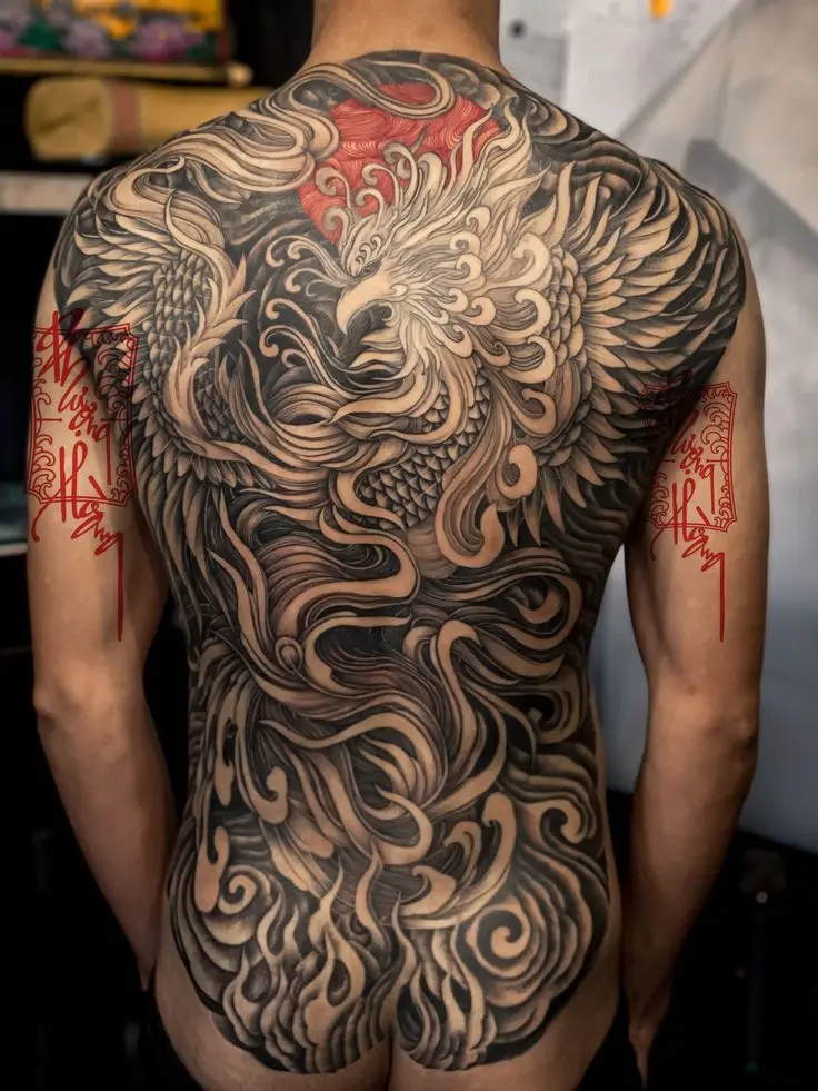 Hình xăm phượng hoàng kín lưng nam: 50 ý tưởng độc đáo 31