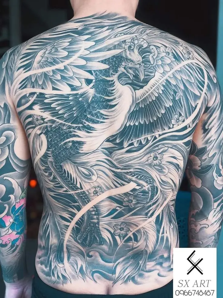 Hình xăm phượng hoàng kín lưng nam: 50 ý tưởng độc đáo 38