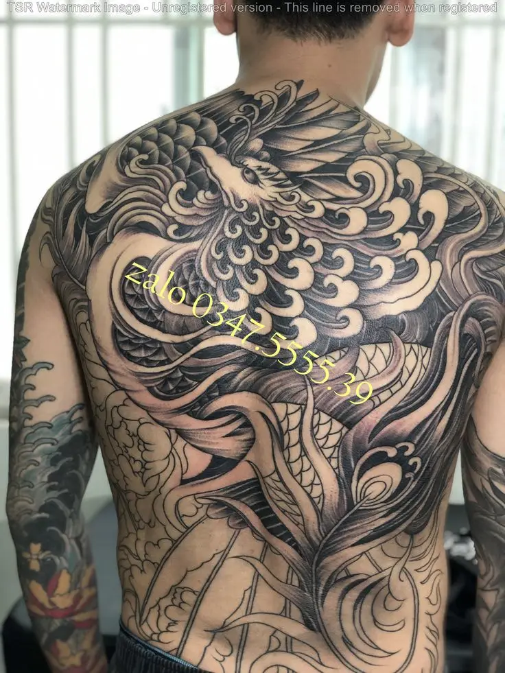 Hình xăm phượng hoàng kín lưng nam: 50 ý tưởng độc đáo 39