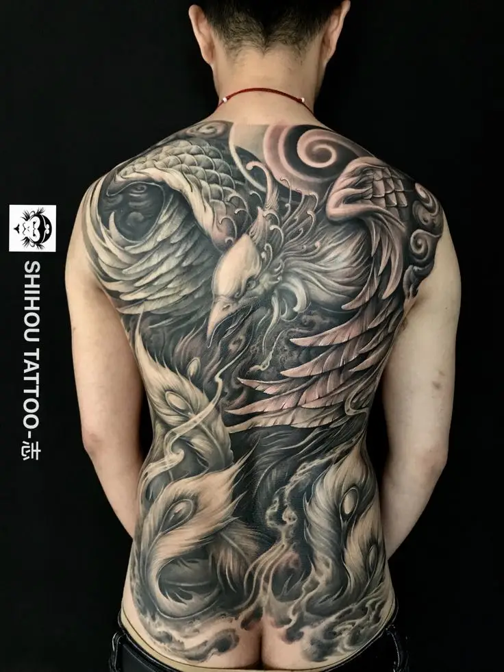 Hình xăm phượng hoàng kín lưng nam: 50 ý tưởng độc đáo 49