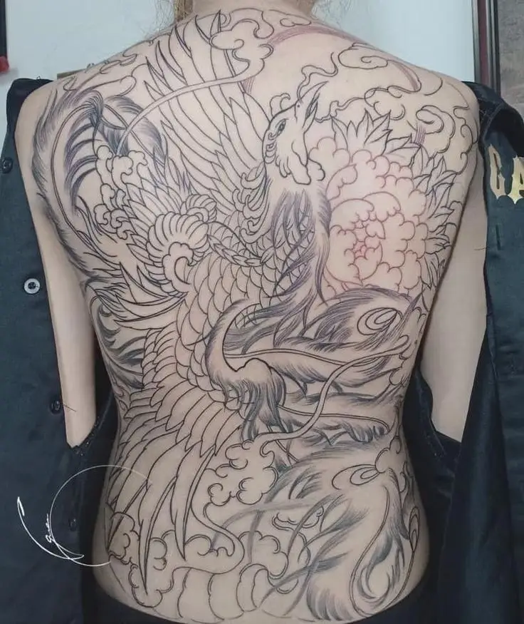 Hình xăm phượng hoàng kín lưng nam: 50 ý tưởng độc đáo 52